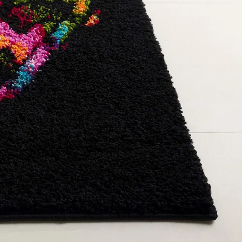 Vista 3 de SAFAVIEH Fiesta Shag Collection - Alfombra para pasillo, 2 pies 3 pulgadas x 8 pies, color negro y amarillo, diseño moderno, no desprende pelusa