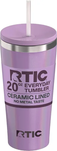 Vista 18 de RTIC Vaso Térmico Diario de 20 onzas de Acero Inoxidable Portátil con Aislamiento, Taza de Café de Viaje con Pajita, Forro de Cerámica, Tapa