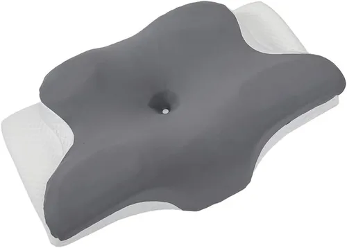Vista 11 de Almohada cervical de espuma viscoelástica con contorno de mariposa, almohada ortopédica de apoyo para el cuello para dormir de lado y de espalda