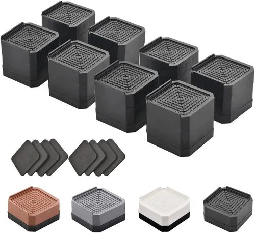 Vista 26 de EclatBain Elevadores rectangulares para cama, elevadores de muebles rectangulares de alta resistencia, con bloques ajustables de elevación de hasta