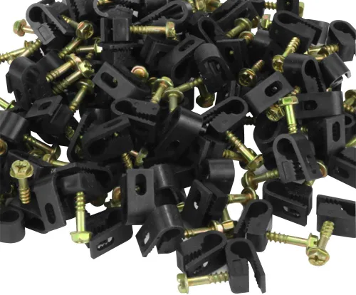 Vista 5 de Skywalker Clips flexibles para tornillos de un solo cable (paquete de 100 unidades, color negro)