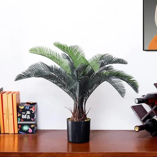 Vista 6 de Nearly Natural - Planta artificial Cycas de 20 pulgadas (18 hojas), palmera de sagú Revoluta falsa para interiores, hogar, jardín, oficina, tienda