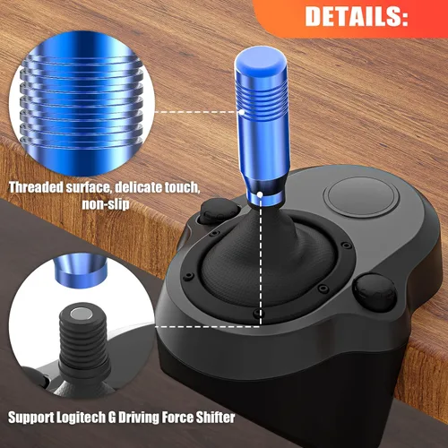 Vista 4 de aikeec Gear Shifter Knobs with Adapter Compatible with Logitech G27 G29 G920 G923 Driving Force Stick Sim Racing Game Aluminum Shift Knob Gear