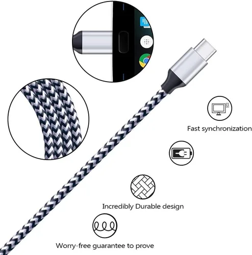 Vista 6 de Cable de carga para Galaxy S26 C de carga rápida, paquete de 5 cables de automóvil USB C de 6 pies para Android, compatible con Samsung Galaxy S26