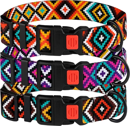 Vista 9 de Collar de perro de nailon con patrón floral aguamarina de 12 a 16 pulgadas