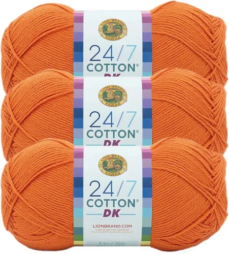 Vista 38 de Lion Brand Yarn Estampados DK de algodón 24/7, hilo para tejer, ganchillo y manualidades, azul, paquete de 1 Cotton Yarn for Knitting, Crochet