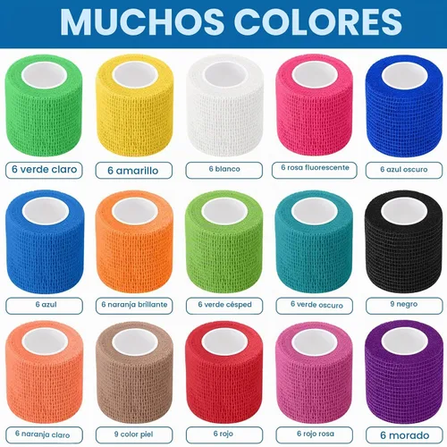 Vista 5 de Treela - Paquete de 96 vendajes envolventes, 15 colores de 2 pulgadas x 5 yardas