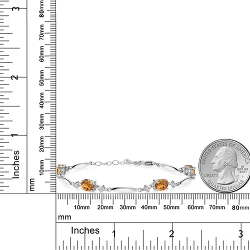 Vista 81 de Gem Stone King 925 Sterling Silver Gemstone Birthstone and White Created Sapphire Tennis Bracelet For Women Oval 7X5MM and 2MM 6 Inch + 1 Inch