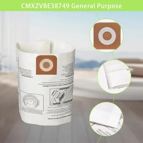 Vista 6 de 1 paquete de filtro 17816 para filtro de cartucho de aspiradora de taller Craftsman Reemplazo con 2 paquetes CMXZVBE38749 Bolsas de recolección