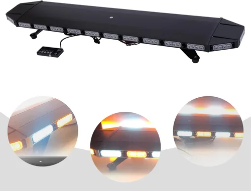 Vista 3 de Barra de luz estroboscópica, luz LED de emergencia blanco ámbar, camión de remolque, resistente al agua, se adapta para construcción de seguridad