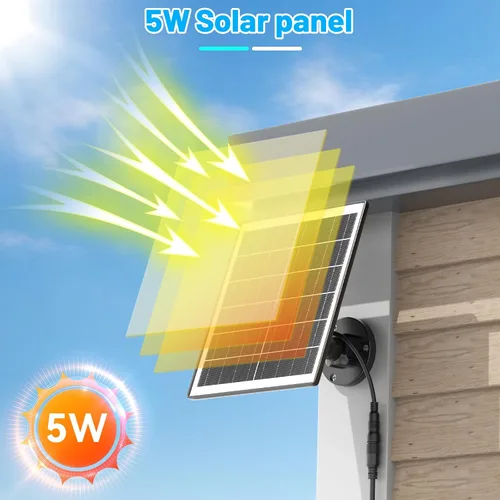 Vista 2 de iTODOS El panel solar funciona para Arlo Pro y Arlo Pro 2, cable de carga de alimentación al aire libre de 11.8 pies y montaje ajustable,