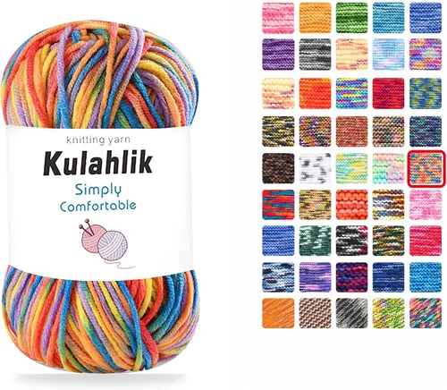 Vista 39 de Hilo acrílico de 8.82 oz (5 x 1.76 oz) para tejer, hilo de hilo degradado colorido, 5 rollos de madejas, perfecto para cualquier proyecto de 06