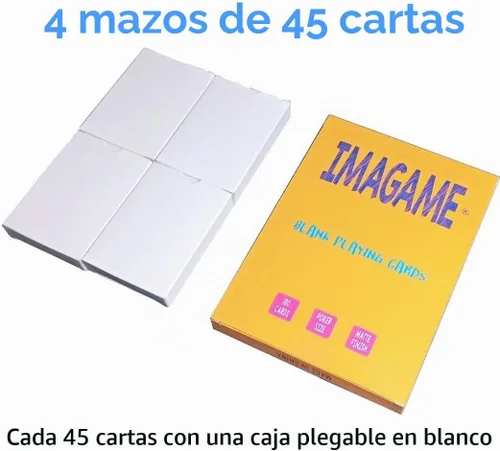 Vista 3 de IMAGAME Naipes blancos en blanco, 180 unidades, tamaño de póquer, perfectas para tarjetas flash de bricolaje, crea tu propio juego, estudia