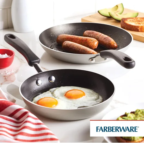 Vista 2 de Farberware Cookstart DiamondMax - Juego de sartenes antiadherentes, 2 Plateado