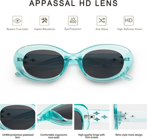 Vista 4 de Gafas de sol ovaladas retro para mujer, estilo vintage, montura redonda, AP3656