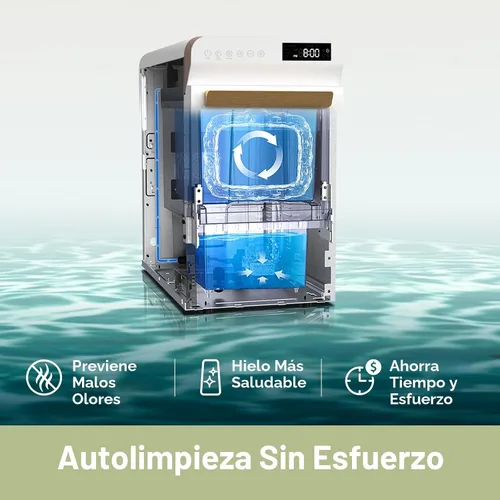 Vista 5 de Gevi Nugget - Encimera para hacer hielo con temporizador programable, 40 libras/24 horas Temporizador programable blanco