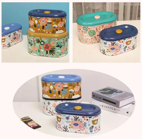 Vista 6 de Lata para Galletas y Snacks Envase de Almacenamiento de Galletas y Galletitas Recipiente para Galletas de Hogar y Cocina Regalos de Comida Envases