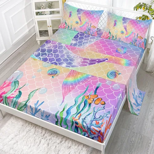 Vista 23 de Juego de sábanas de 4 piezas ajustadas y planas para niñas, estampado de mariposas y flores rosas con 1 + 2 fundas de almohada para cama individual