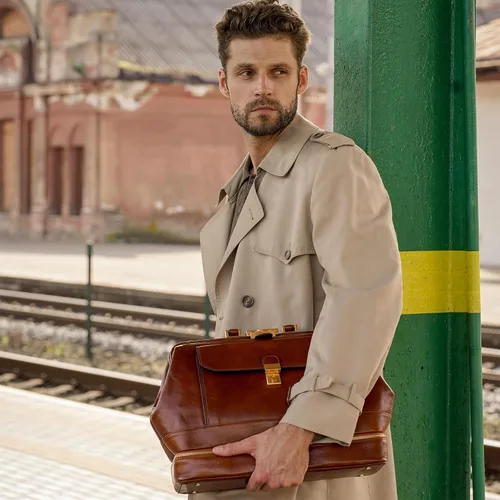 Vista 2 de Time Resistance Bolso médico de cuero - Bolso médico italiano hecho a mano - Bolso estilo vintage - Maletín de cuero real