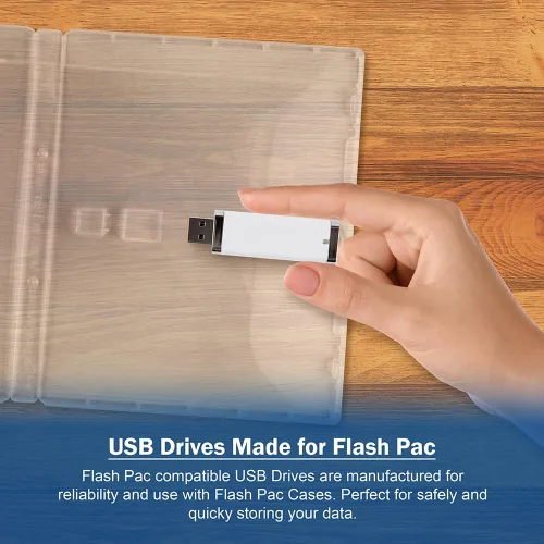 Vista 4 de Flash Pac® - Funda para unidad flash USB, súper transparente y compatible, color blanco, 1 GB USB, paquete de 25