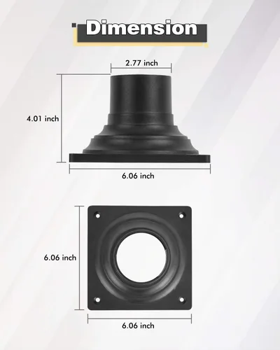 Vista 2 de FEMILA Base de montaje en muelle, adaptador de base de montaje de luz de poste de aluminio fundido, acabado negro, 4FW31PA BK
