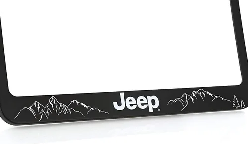 Vista 3 de Jeep Soporte de marco de matrícula de plástico negro - Deja que la aventura comience