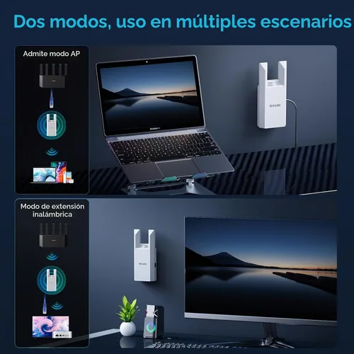 Vista 7 de Tenda Extensor de alcance WiFi AC1200 - Extensor WiFi con puerto Gigabit Ethernet, amplificador de señal doméstica de 1.2 Gbps, doble banda, hasta