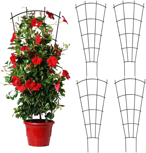 Vista 7 de Mklsit Paquete de 4 Enrejados de Plantas de 23'' para Plantas Trepadoras en Macetas de Interior y Exterior, Enrejado de Jardín de Metal para Plantas