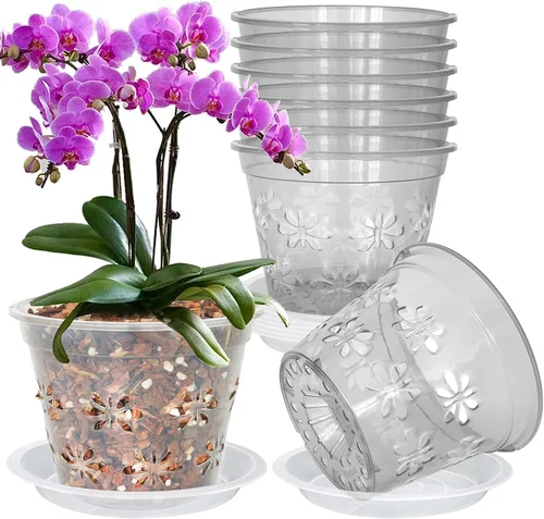 Vista 8 de Macetas transparentes para orquídeas, paquete de 8 unidades, 5 pulgadas