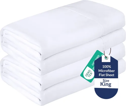 Vista 101 de Royale Linens Juego de 6 sábanas encimeras a granel, sábanas superiores, microfibra suave de 1800, resistente a las arrugas y a las manchas