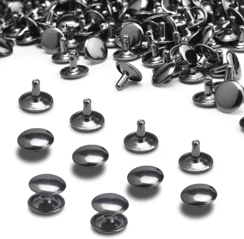 Vista 15 de 400 juegos de remaches para cuero, remaches de cuero de doble tapa redonda de 10 mm, remaches tubulares con punta para correa de bolso, llaveros