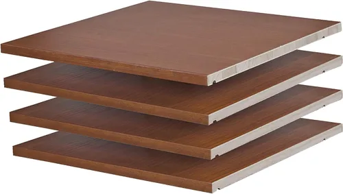 Vista 4 de Palace Imports Juego de 4 estantes pequeños de madera maciza 100% para armario familiar real, Java, 16 pines de metal incluidos