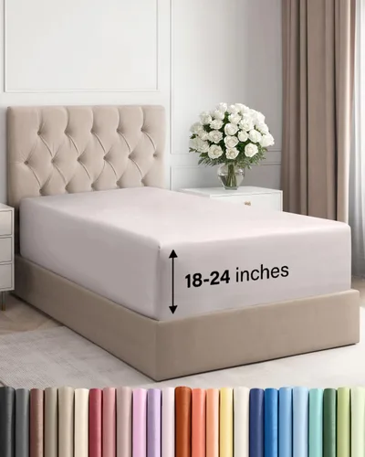 Vista 71 de Sábana bajera ajustable extra profunda Twin XL – Sábana bajera individual de lujo de hotel solamente – Se adapta fácilmente a colchones de 18 a 24