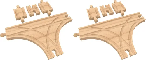 Vista 2 de Orbrium® Juego de 4 interruptores de pista en T de madera con adaptadores de riel macho-macho y hembra-hembra para Thomas Chuggington Brio