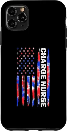 Vista 4 de Funda para iPhone 12 mini Charge Nurse Nursing Tie Dye Bandera Americana 4 de Julio RN