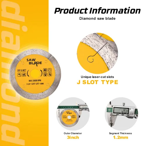 Vista 4 de 2 unids/lote 3-3/8 "Super Thin J Slot Diamond Porcelana Tile Cutting Blade