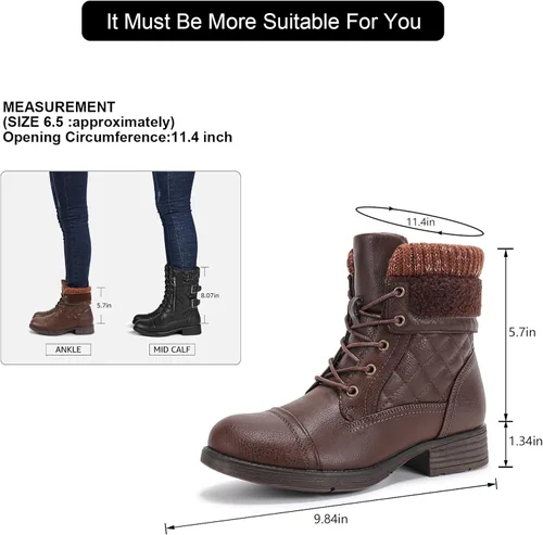 Vista 61 de STQ Botas de combate con cordones para mujer