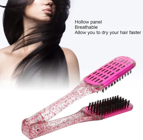 Vista 3 de Cepillo alisador de cabello y cepillo de doble función, peine de férula para alisar el cabello de doble cara, herramienta de secado rápido