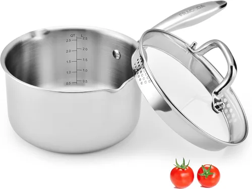 Vista 14 de Cacerola antiadherente de 2 cuartos con tapa, cacerola de cerámica pequeña para cocinar, no tóxica, libre de PTFE y PFOA - apta para horno