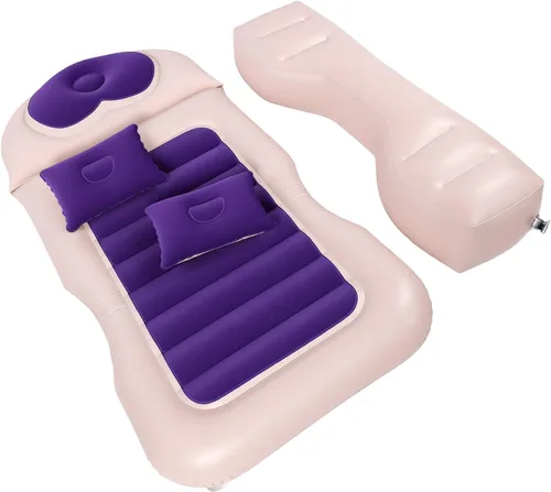 Vista 7 de SIXRUN Inflatable Car Back Seat Air Mattress with 2 Pillows for SUV Truck Purple