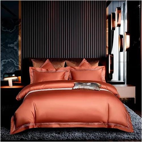 Vista 9 de Juego de ropa de cama de algodón egipcio de 1000 hilos, 4/6 piezas, tamaño doble, queen, king, bordado, funda de edredón, sábana, funda de almohada