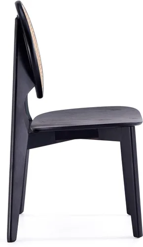 Vista 5 de Manhattan Comfort Versalles - Silla de comedor de ratán, respaldo redondo de mimbre con marco de madera maciza de fresno, sillas totalmente