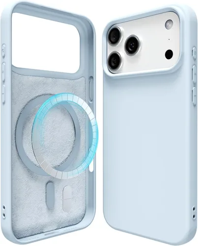 Vista 94 de oakxco Funda de silicona para iPhone 13 Mini/ 12 Mini magnética, compatible con carga inalámbrica Magsafe, goma delgada y suave, cubierta protectora
