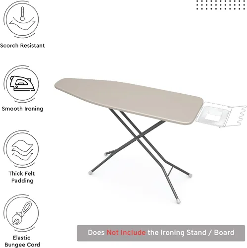 Vista 2 de Encasa XO Funda y Almohadilla para Tabla de Planchar 49"x18" - Cubierta de Fieltro de 4mm para Tabla de Planchar Ancha con Acolchado - Resistente al