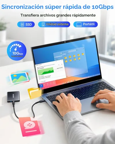 Vista 2 de SUNGUY Cable USB C para Android Auto de 10 Gbps, 1.5 pies 3A USB 3.1 Gen 2, carga rápida y transferencia de datos, cable USB C CarPlay, compatible