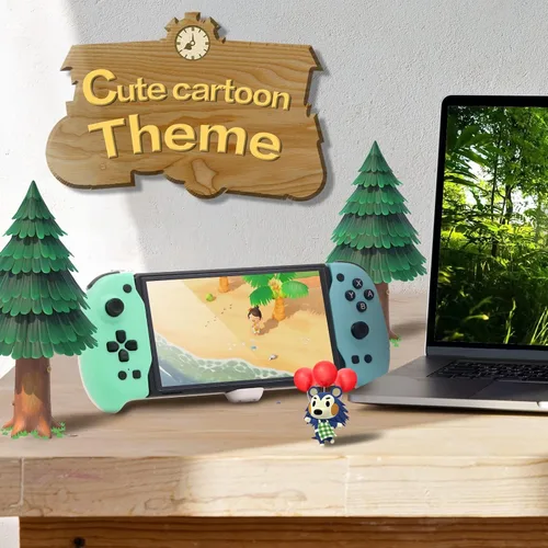 Vista 9 de ECHZOVE Upgrade Nintendo Switch OLED Controller Grip - Ergonomic Animal Crossing Style Controller with Joystick, NFC, Turbo, Six-Axis Gyro, Dual