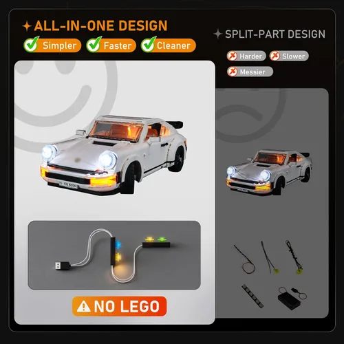 Vista 4 de LIGHTAILING - Juego de luces para Porsche 911 modelo de bloques de construcción, kit de luz LED compatible con Lego 10295 (no incluye el modelo)