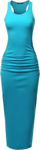 Vista 2 de Ssoulm - Vestido drapeado y largo, sin mangas, con espalda cruzada, para mujer, talla extragrande