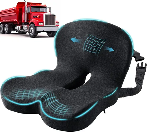Vista 10 de Cojín de asiento ergonómico con correa ajustable, cojín de asiento de silla de oficina de espuma viscoelástica con diseño en forma de L, cojín