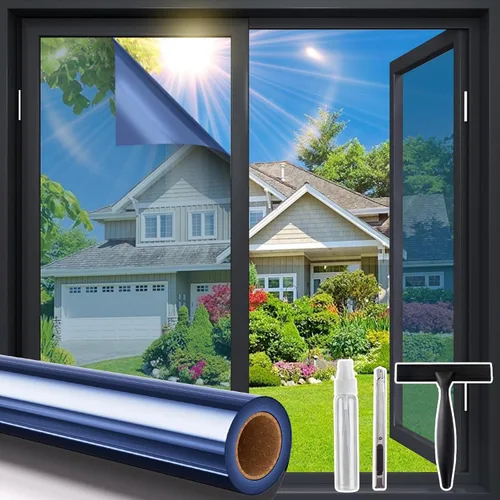 Vista 15 de Coavas Película de Privacidad Unidireccional para Ventanas con Herramientas, Película Adhesiva con Tinte para Ventanas Antirrotura para el Hogar